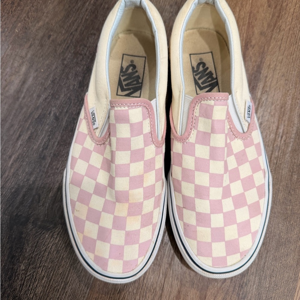 Womens Vans classic slip on pink checkered